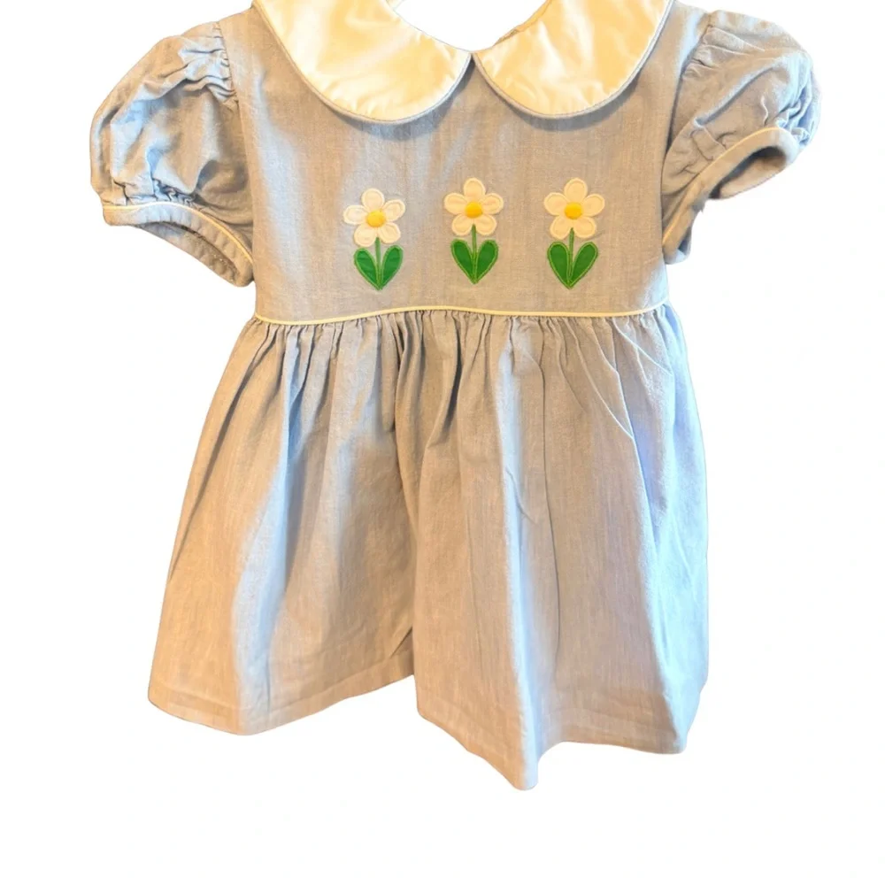 House of Hatten Blue Dress with Floral Embroidery 2T - Picture 1 of 2